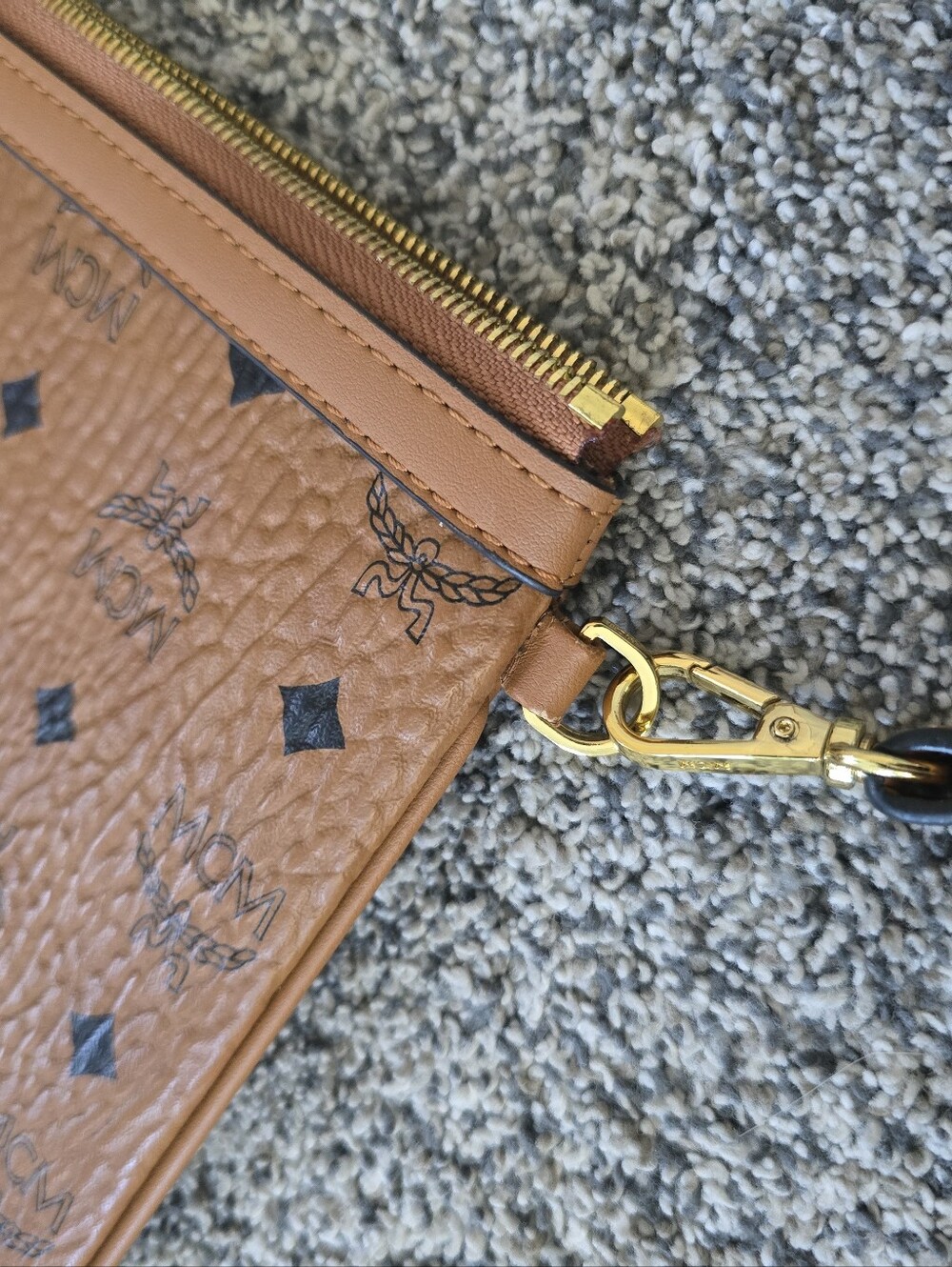 MCM Cognac Visetos Monogram Slim Shoulder Bag Pouch - Picture 5 of 10